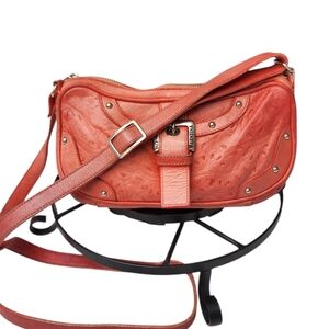 VALENTINA Stamped Italian Leather w/studs Blush Crossbody Bag GUC
